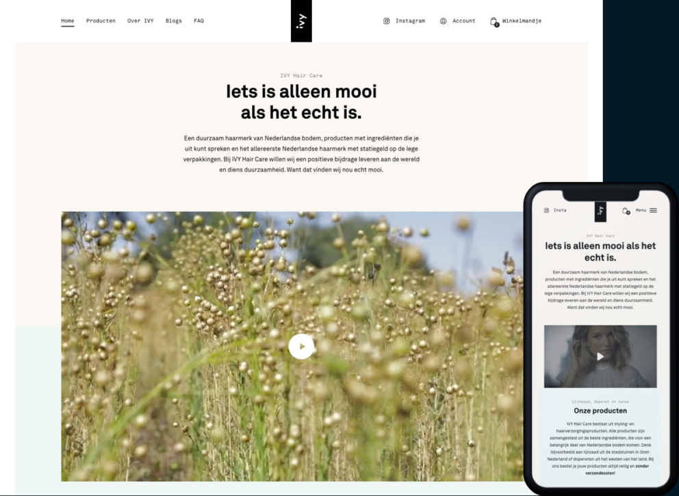 Homepage desktop en mobiel ivy Homepage desktop en mobiel ivy